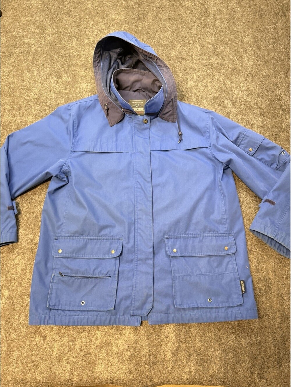 Pacific Trail Women’s Hooded Rain Jacket Blue Waterproof Utility Coat Large